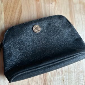 Bare minerals essentials black glitter white striped   Makeup bag